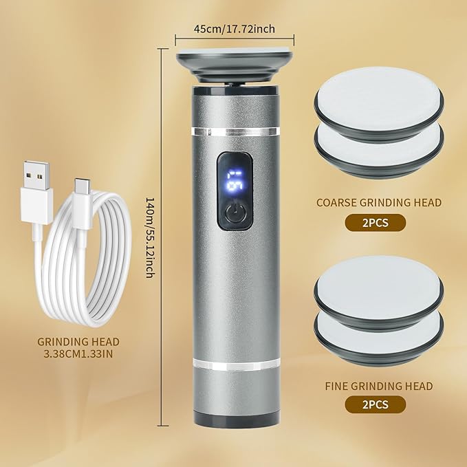 The 2025 Latest Model Electric Feet Callus Remover,Electric Foot Files for Men & Women,Electric Callus Remover for Feet Dead Skin and Calluse,Rechargeable Digital Feet Callus with 4 Grinding Heads