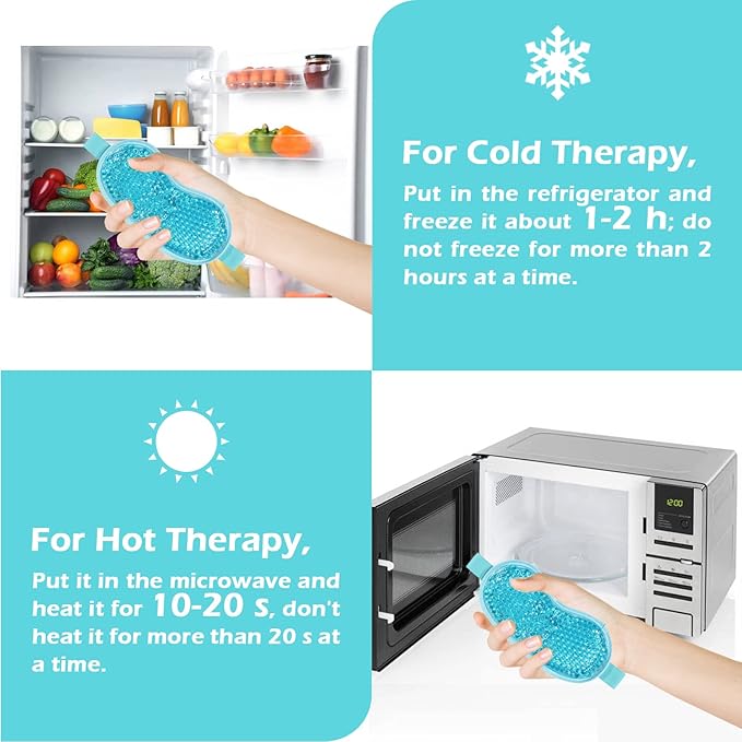 Permotary 2PCS Ice Gel Eye Mask Hot Cold Therapy Cooling Gel Beads Eye Mask,Reusable Hot Cold Compress Ice Eye Pack for Puffiness/Dark Circles/Eye Bags/Dry Eyes/Headaches/Migraines/Stress Relief