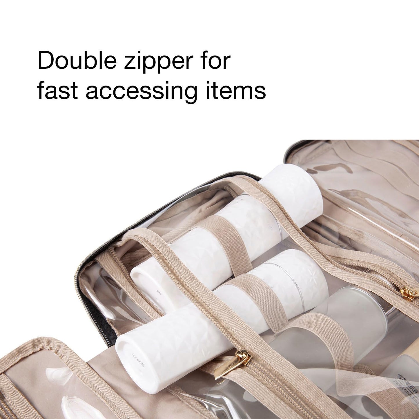 BAGSMART Toiletry Bag Travel Bag with Hanging Hook, Water-resistant Makeup Cosmetic Bag Travel Organizer for Accessories, Shampoo, Full Sized Container, Toiletries Grey, Large