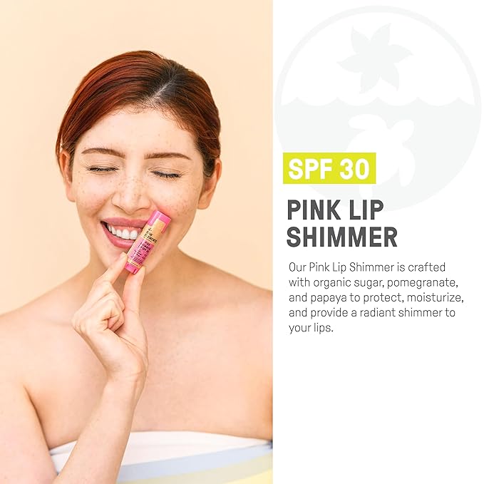 Raw Elements Organic Pink Lip Shimmer Zinc Oxide SPF 30+, 0.15oz