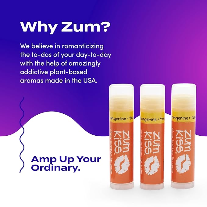 Zum Tangerine Kiss Stick (Pack of 3) with Certified Organic Sunflower Seed Oil, Beeswax, Shea Butter, Pure Essential Oils, Candelila Wax, Vitamin E and Honey, 0.15 oz
