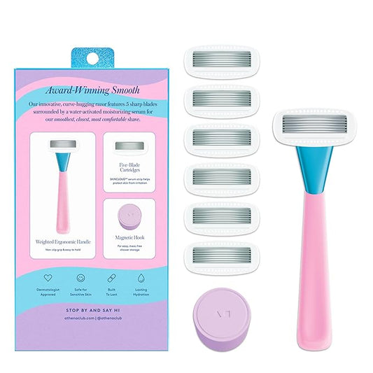 Women's Razor Shave Kit, 1 Pool Party Razor Handle + 6 Blade Refills