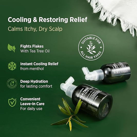 RoyceDerm Tea Tree Scalp Relief Spray: Leave-In Scalp Care for Dry, Flaky, and Itchy Scalp - Tea Tree Oil Formula for Comfort, Hydration, and Balance - Conditioning Support for Women & Men