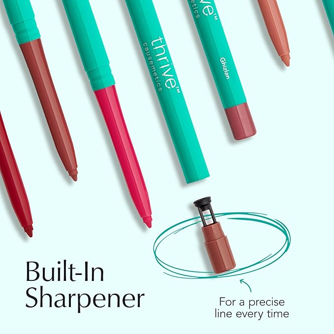 Thrive Causemetics Lip Filler Long-Wearing + Plumping Lip Liner, Shea Butter Hydrating Lip Plumper Retractable Lip Liner Pencil, Built In Sharpener, Vegan & Cruelty Free, Jesse (Pale Rose Ginger)