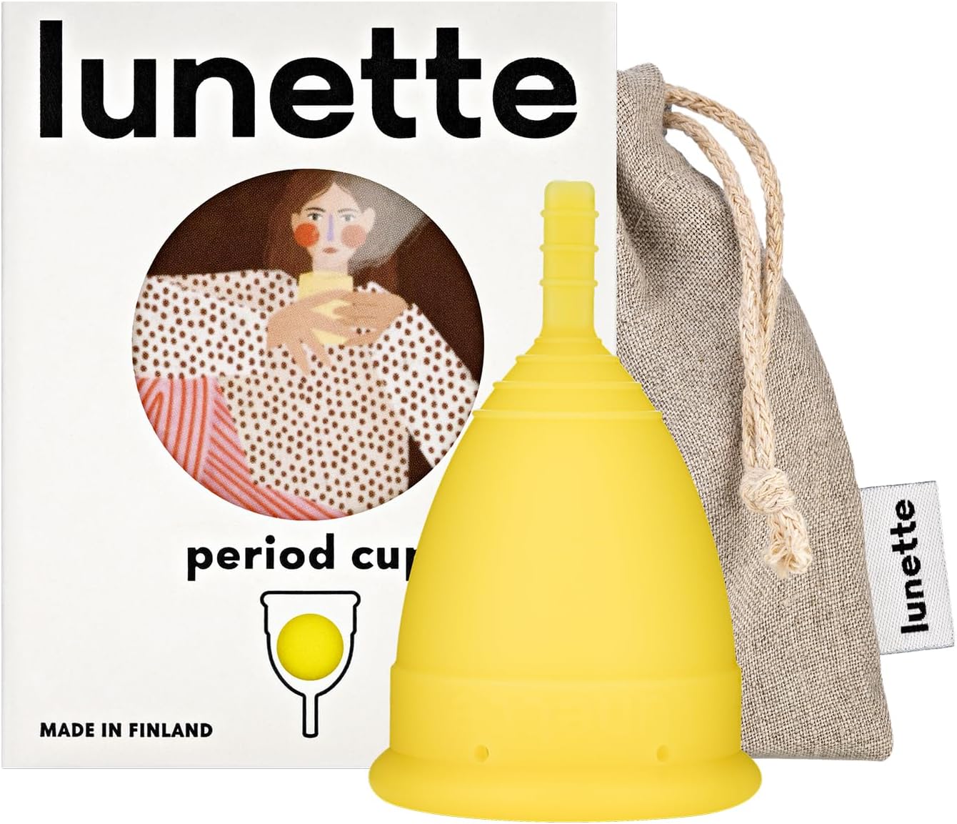 Lunette Menstrual Cup – Best Reusable Period Cup – Wear for 12 Hours and Reuse up to 10 Years, Yellow Size 2 for Moderate to Heavy Flow