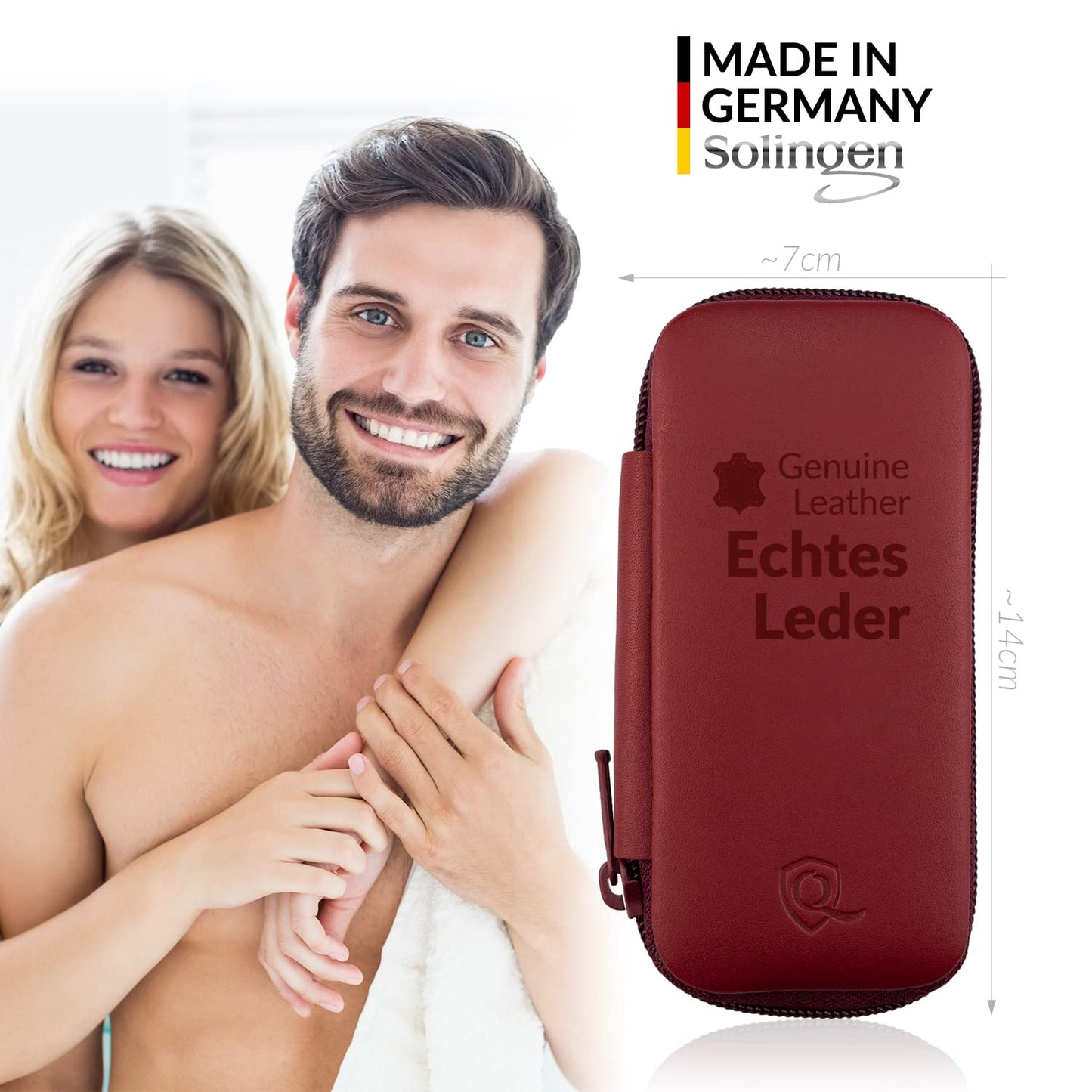 marQus Manicure Set Solingen Made in Germany - 7 piece exclusive finger & toe nail clippers set in real leather case, made in Solingen Germany