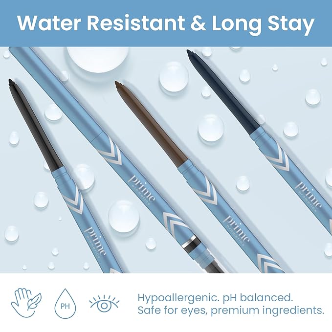 PrimeEyes Glide Eyeliner for Mature Women – Water-Resistant, Long-Stay and Mess-Proof – Gel Cream Texture, Discreet Sharpener and Effective Smudger (Wood (brown))