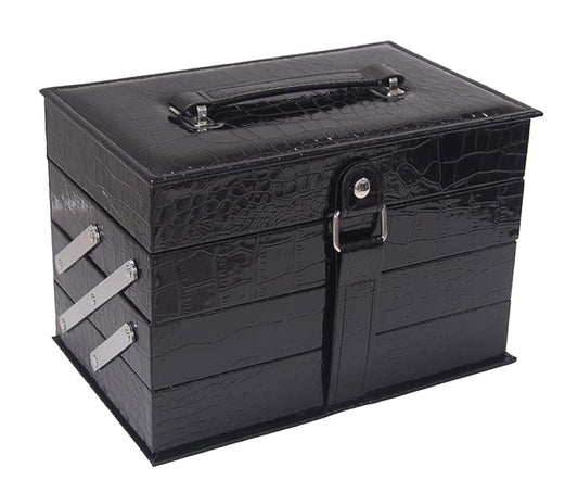 Cameo Matte All-in-one Makeup Kit, Crocodile Leather, Black