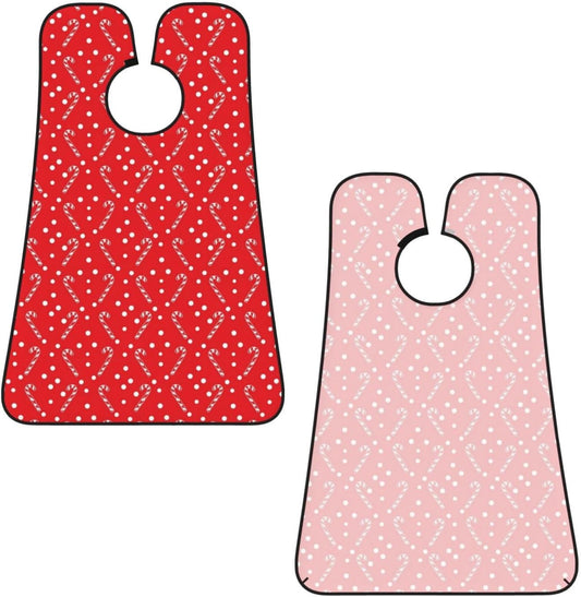 Men's Beard Maintenance Apron, Waterproof & Easy Clean, Christmas Polka Dots Candy Cane Red