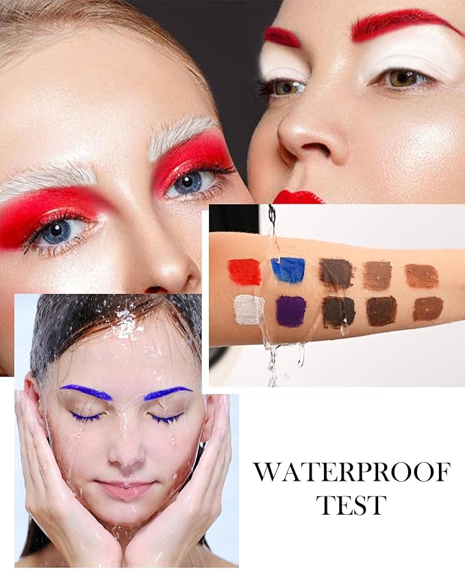 Tinted Brow Mascara Gel- 1Pcs Long-lasting Waterproof Smudge-proof Red Eyebrow Glue Colored Liquid Mascara, Tinted Brow Filler, Length Curly Mascara Women,Thanksgiving Eye Makeup Gift-09