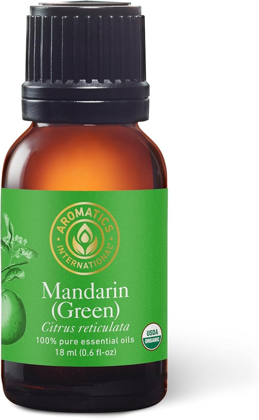 Aromatics International Premium Organic Mandarin Geen Essential Oil 18ml | 100% Pure Essential Oil for Diffusion & Aromatherapy