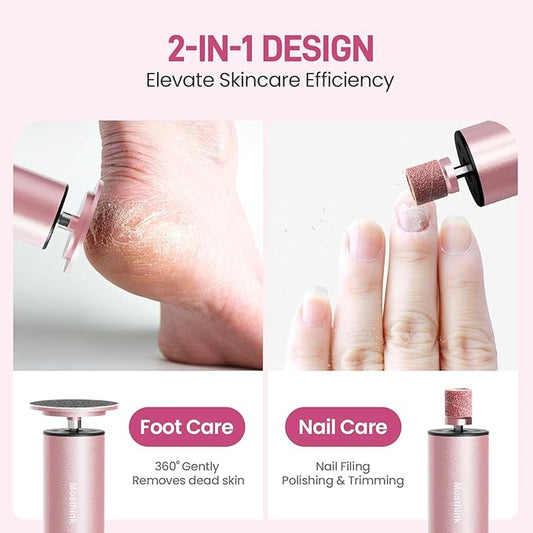 Electric Foot Callus Remover, 2 in 1 | 6 Speed Adjustable Foot File Nail Grinder with Sandpaper Disks, Professional Sander Pedicure Tool for Feet Dead Skin, Self Care Gifts for Women Mom Lover Friends