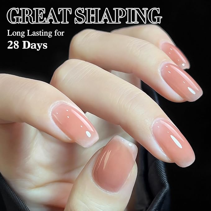 Double Rhythm 0.52Oz Nail Strengthener Rubber Gel Polish Builder in a Bottle for Nail Thickening Extension Hard Structure Glue (Extension Pale Nude)