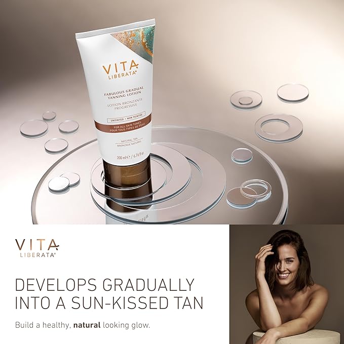 VITA LIBERATA Fabulous Gradual Tanning Lotion - Buildable Formula, Sun-Kissed Tan, Untinted For Minimal Transfer, Lasting Finish, Formulated with Hyaluronic Acid, 3.38 lf.oz