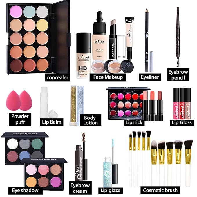 Multi-purpose Makeup Kit All-in-One Makeup Gift Set Colours Mix Eyeshadow Concealer Lip Gloss Pressed Powder and Powder Blusher Cosmetic Makeup Palette Set Kit #094