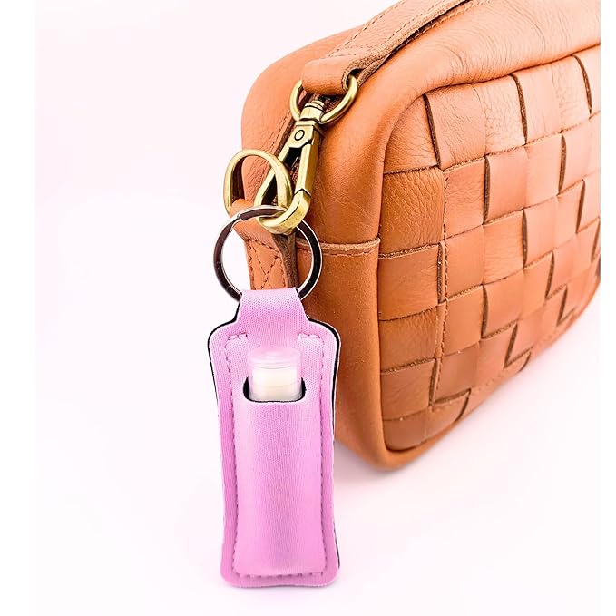 Peaches and Cream Chapstick 6-Pack. Includes Bonus Lip Balm Holder Keychain (Pink). Limited Edition Flavor from the Chapstick I Love Summer Collection, Unique Gift Bundle from Tiny Seed