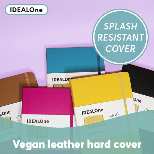 IDEALOne Dotted Hardcover Leather Journal Notebook Lined–A5 (5.7x8), College ruled Journaling Notebooks,160 pages, 100GSM Thick Paper, Journal for Women, Men, Notebooks for Work, Journals for Writing(Mint)