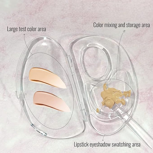 Erinde Handheld Makeup Mixing Palette, Acrylic Transparent Mixing Foundation Tray for Makeup Artist and Beginner, Lipstick Eyeshadow Foundation Color Test Art nail Palette With Foundation Spatula