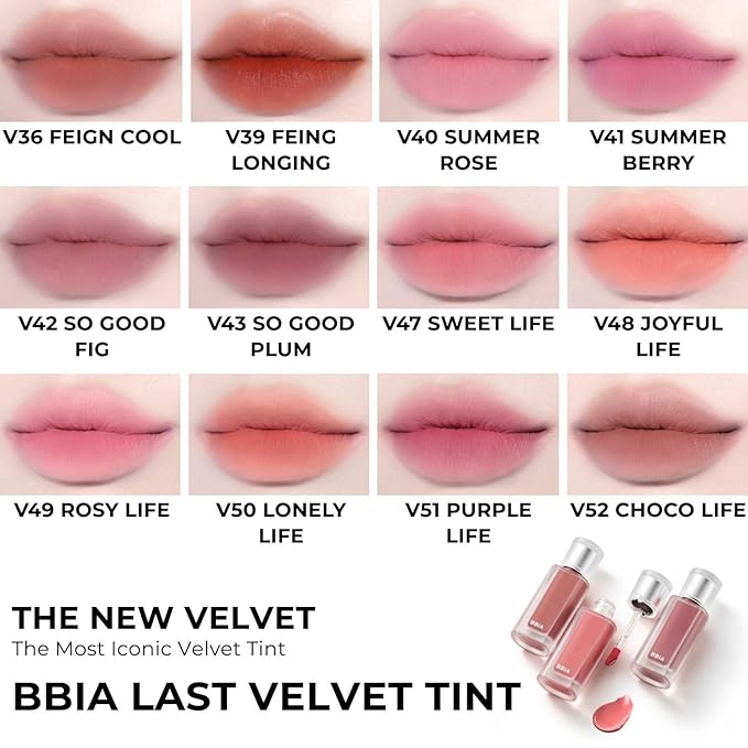 BBIA Last Velvet Tint NEW - Soft Creamy Matte Finish Lip Stain, Blur Effect & Velvety Texture, Long-Lasting, High Pigment, Non-Drying, Vegan, Korean Lip Makeup (V25 FINAL NOTE, Pack of 1)