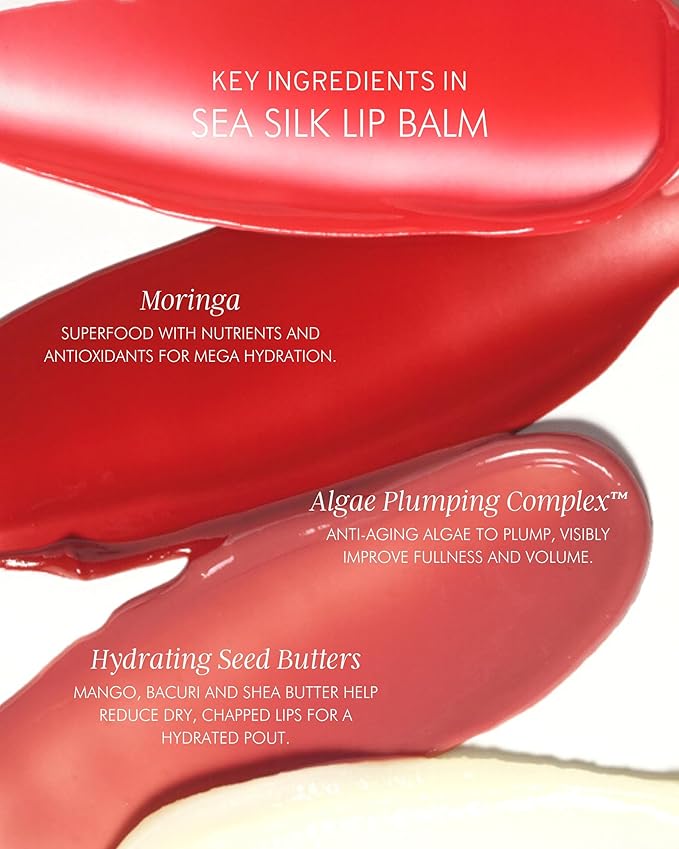 MARA - Natural Sea Silk Lip Balm With Algae + Moringa | Non-Toxic, Plant-Based Skin Care, Hypoallergenic | Moisturize, Plump + Soothe Dry, Chapped Lips (Clear, 0.5 oz | 15 ml)