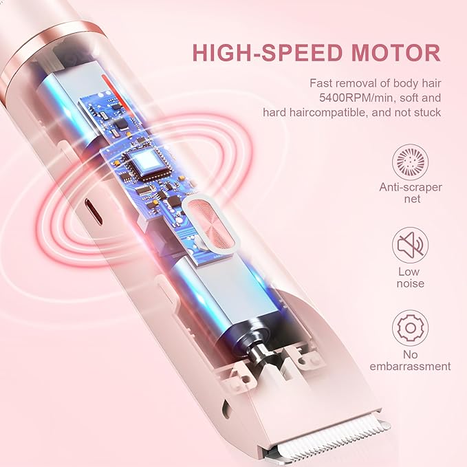 Dermave Bikini Shaver - Bikini Trimmer for Women, Dual Head Shaver Painless Hair Removal for Face, Body & Intimate Areas (Pink)