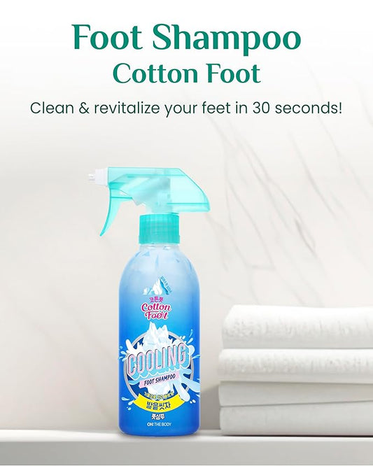 Cotton Foot - Foot Shampoo (Menthol Cooling, 13fl oz) - Refreshing Cleanse Spray, Deodorizing Foot Care Wash. Foaming Wash, Easy to Use