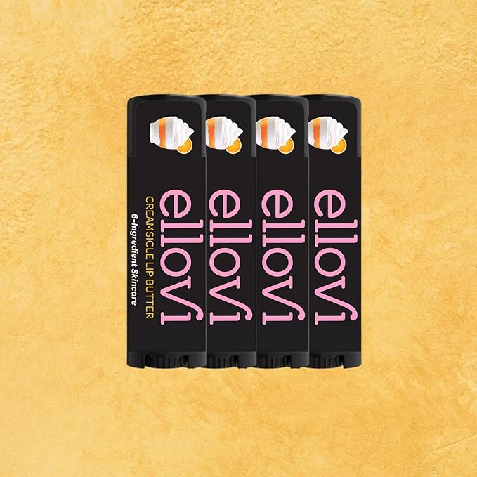 Natural Lip Butter Lip Balm - Creamsicle - Pure Enough to Eat - Made With Just 6 Vegan Ingredients - 100% Natural & Organic Moisturizing Lip Care for All Day Hydration (4-Pack)