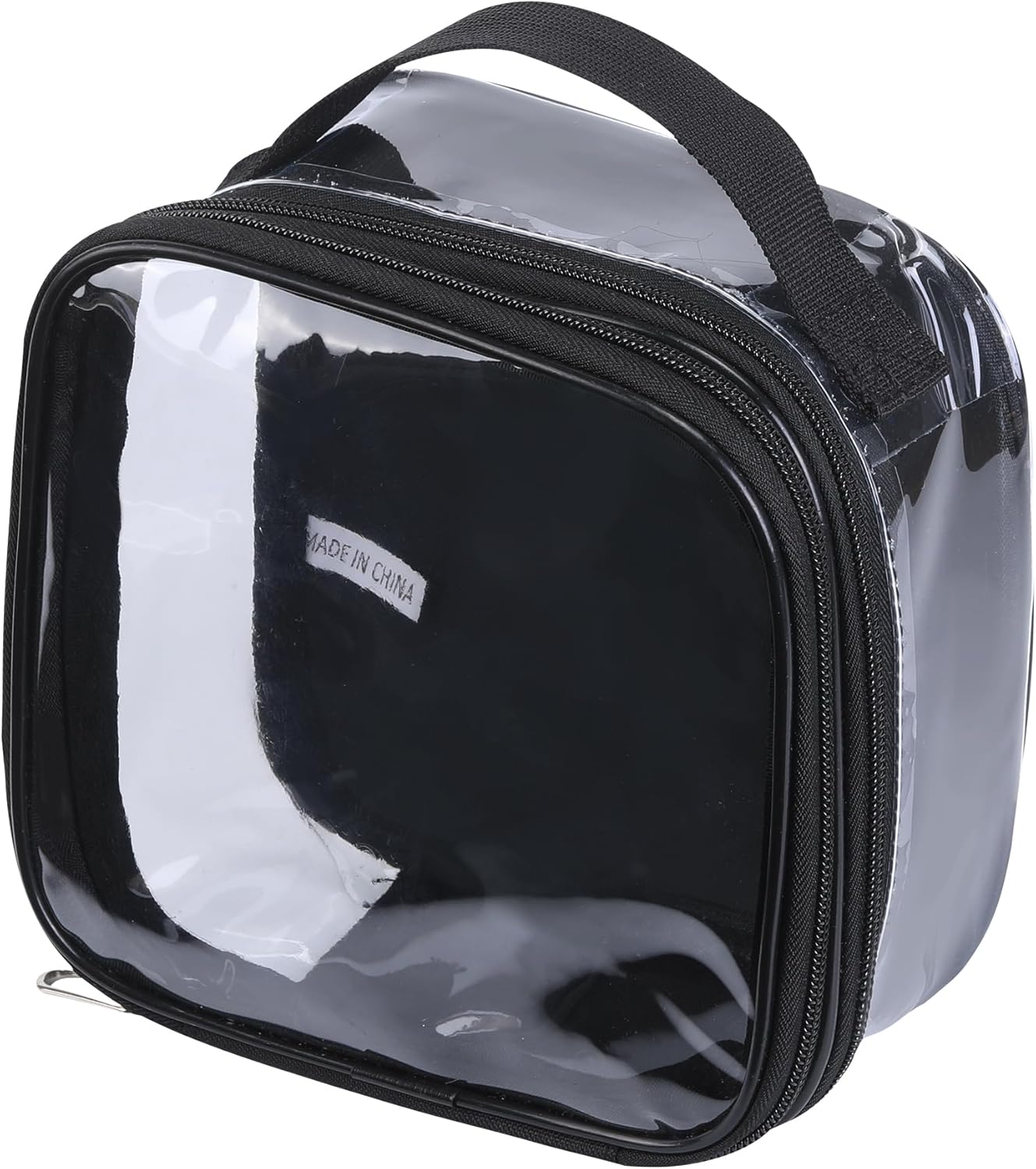 Clear pouches for travel toiletries vinyl TSA airport approved proof makeup bag reusable organizer (black)
