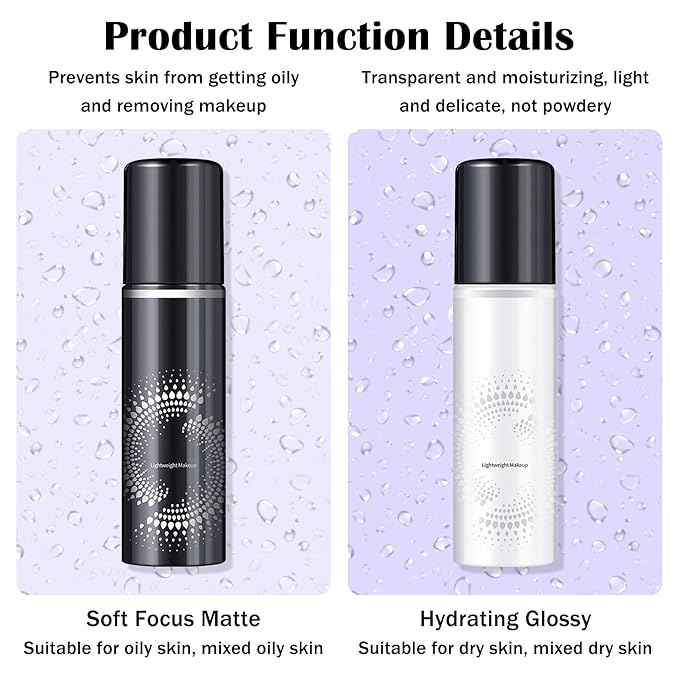 2PCS Makeup Setting Spray for Face,Waterproof Setting Spray for Makeup,Long Lasting Oil Control Finishing Holding Face Mist,Refreshing Hydrating Glossy and Matte Fixing Facial Mist Make Up Set A3