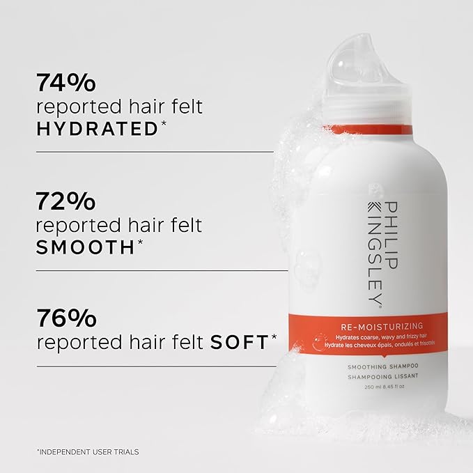 PHILIP KINGSLEY | Re-Moisturizing Smoothing Shampoo | For Curly, Frizzy, Wavy, Dry, Coarse Hair Types | Hydrating Shampoo that Re-Moisturizes and Smooths Hair | 8.4oz