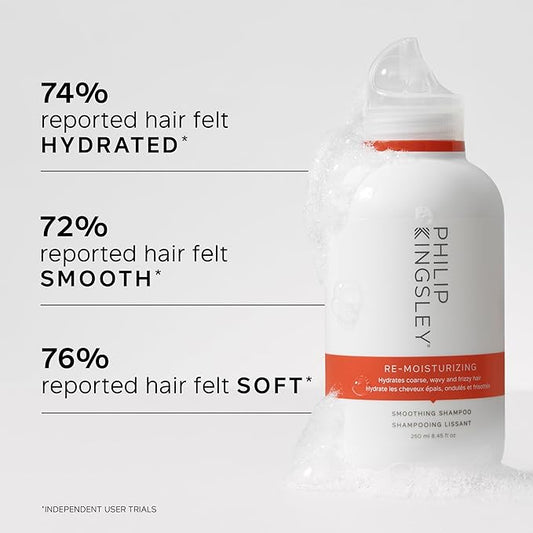 PHILIP KINGSLEY | Re-Moisturizing Smoothing Shampoo | For Curly, Frizzy, Wavy, Dry, Coarse Hair Types | Hydrating Shampoo that Re-Moisturizes and Smooths Hair | 8.4oz