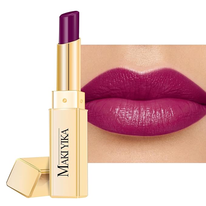 MAKI YIKA Moisture Purple Lipstick for Women Hydrate Lip Gloss for Dry Cracked Lips Weightless Glossy Lip Color Juicy Finish,MA067 Jam Purple