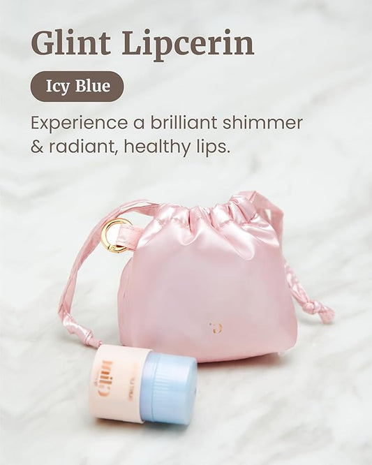 Glint Lipcerin (Icy Blue, 0.5fl oz) - Long Lasting Hydrating lip gloss with Shea Butter for a Natural Looking, Korean Skin care Ideal for Chapped, Dry, Cracked, or Damaged Lips
