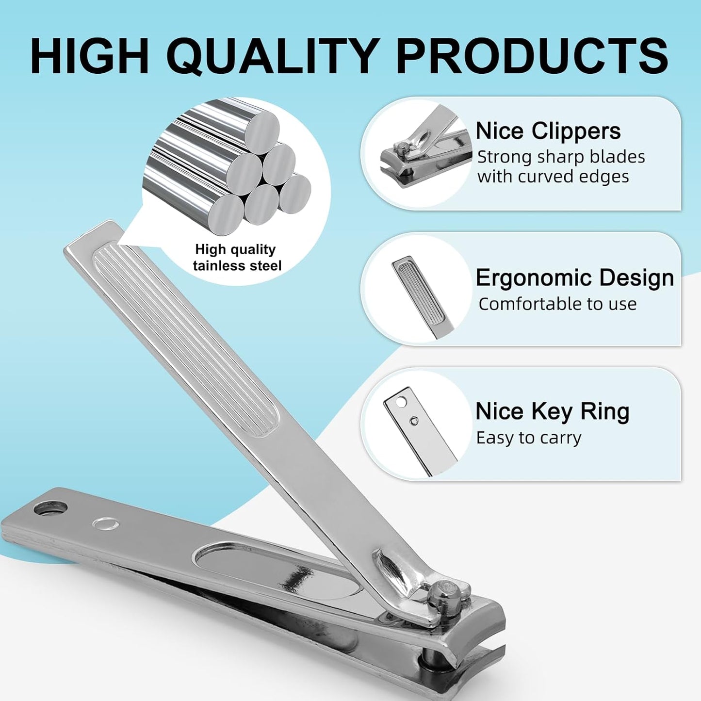 Premium Stainless Steel Nail Clippers Set - Travel Grooming Kit, 10pc Manicure/Pedicure Tools with PU Case - Unisex Gift for Men and Women(C-Grey)