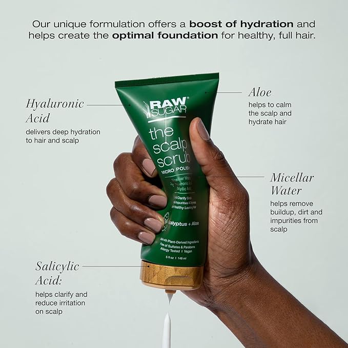 Raw Sugar Dry Scalp Treatment & Hair Care Bundle (5 Products) Intensive Ritual At Home Spa Kit, Shampoo, Conditioner, Scalp Scrub, Hair Mask & Massager, Formulated without Sulfates & Parabens