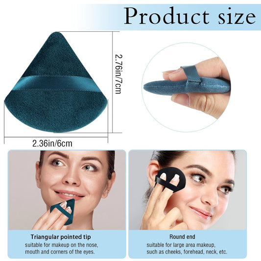Pimoys 6 Pieces Powder Puff Face Triangle Makeup Puff for Loose Powder Setting Powder Soft Foundation Sponge Makeup Blender Sponge Beauty Makeup Tool, Black and Peacock Blue