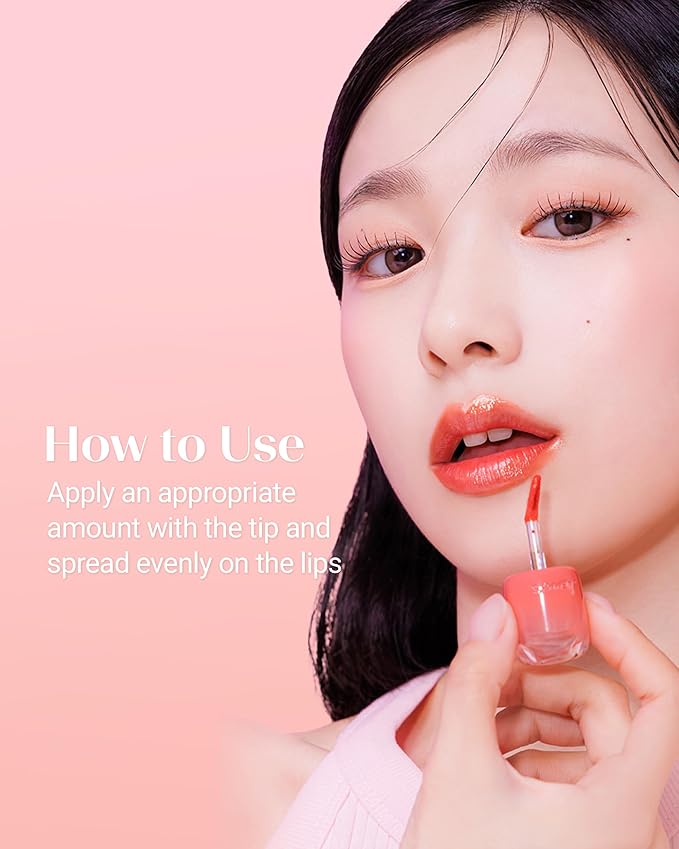 THESAEM Saemmy's Ade Shot Tint - Korean Lip Titnt, Water Gel Lip Stain with Plump Glowy Moisturizing Finish, Buildable Radiant Gloss, Long-Lasting Comfort, 0.1 fl.oz. (02 Peach Oolong)