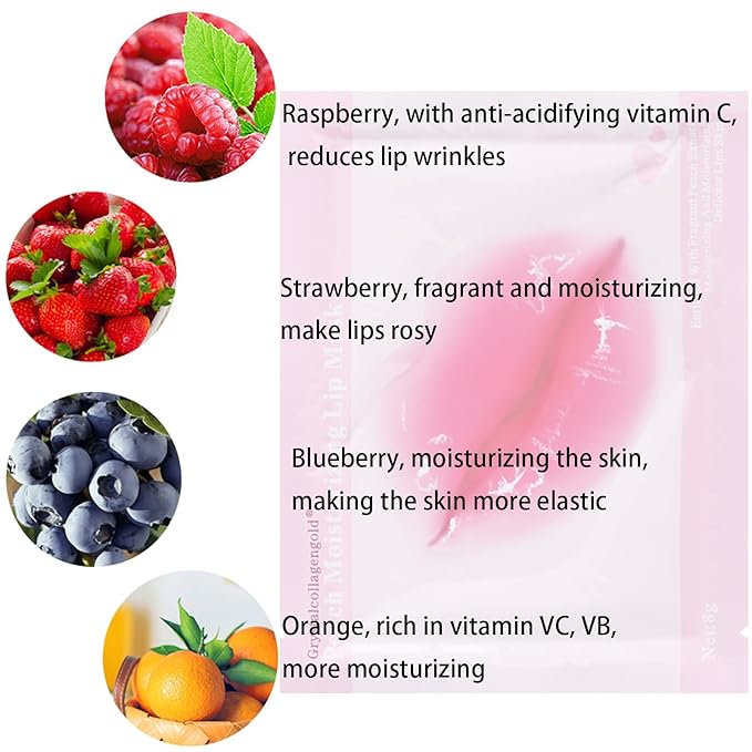 Lip Masks Sheet Moisturizing Crystal Collagen Gold Under Eye Mask Gel Anti-Aging Eye Patches Dark Circle Remover 30 Packs with Box,Gold