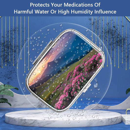 Pill Box 2 Compartment Small Pill Case,Portable for Pocket or Purse Pill Organizer Pill Container Holder to Hold Vitamins, Medication, Fish Oil and Supplements(2PCS)