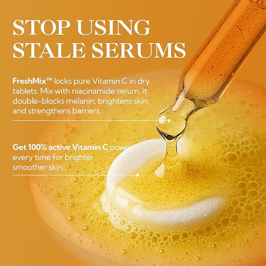 LANBENA Revolutionary Vitamin C Tablets Serum for Face, Illuminating Fcae Serum With Niacinamide, Brightening Anti-Aging Essence for Sensitive Skin, Non-Greasy, Reduces Dark Spots & Wrinkles (1.05 Oz)