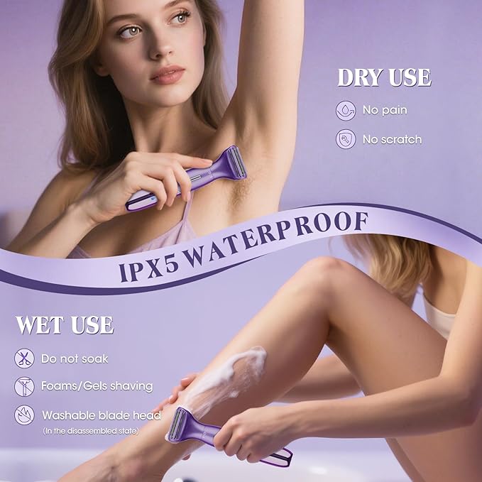 Electric Razor for Women,6 in 1 Women's Bikini Trimmer Shaver for Women & Men Pubic Hair, Private Area, Legs, Eyebrow,Face, Nose, Eyebrow, Body Hair Removal IPX5 Waterproof Wet & Dry