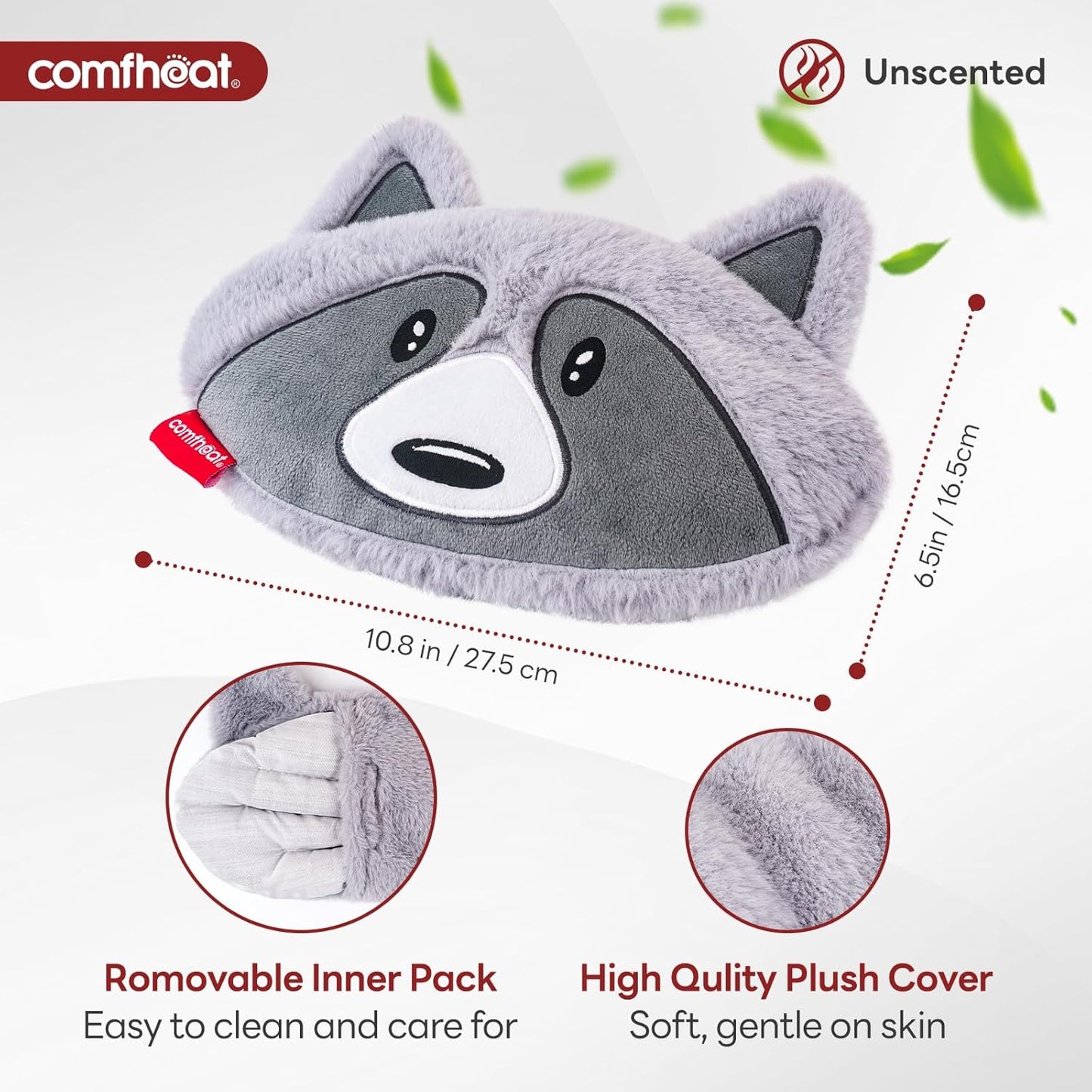 Raccoon Microwave Heating Pad - Hot & Cold Therapy with Natural Flaxseed Filling, Moist Heat for Cramps, Shoulder, Muscle Pain Relief, Natural Heat Pack Moist Heat with Washable Cover