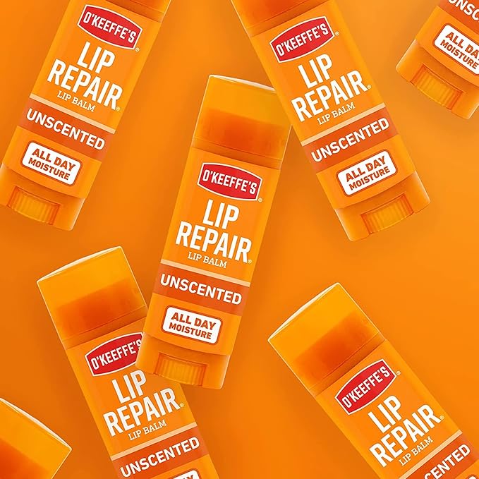 O'Keeffe's Unscented Lip Repair Lip Balm for Dry, Cracked Lips, Stick, (Pack of 5)