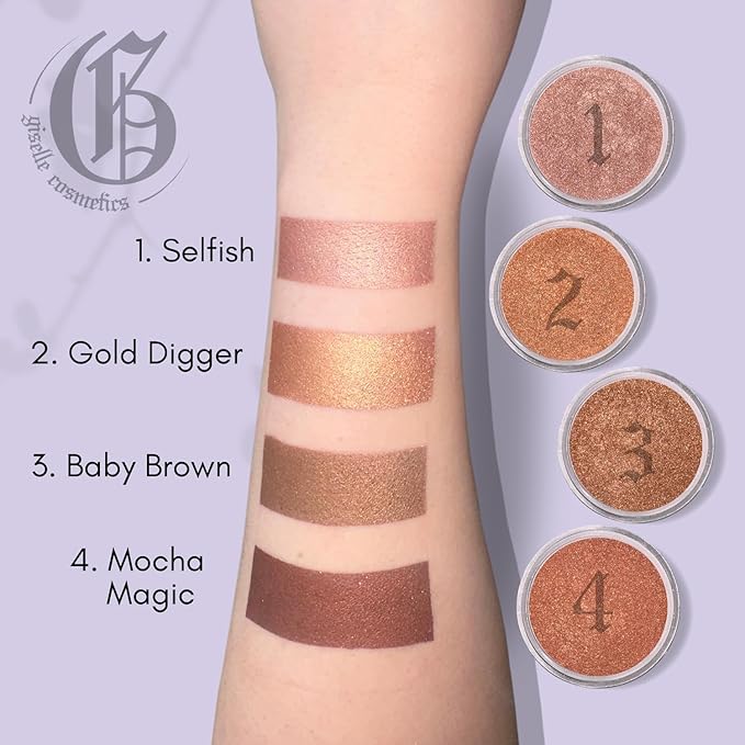Selfish Bronzer: Organic Makeup with Eyeshadow Palette, Highlighter Makeup, Face Powder, Contour Palette, Travel Size Makeup - Glow, Gold Digger, Dark Bronzer, Loose Powder Makeup