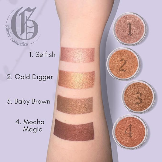 Selfish Bronzer: Organic Makeup with Eyeshadow Palette, Highlighter Makeup, Face Powder, Contour Palette, Travel Size Makeup - Glow, Gold Digger, Dark Bronzer, Loose Powder Makeup