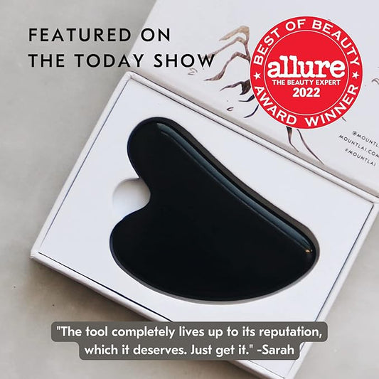 Mount Lai Obsidian Gua Sha Facial Tool – The Stone of Transformation – 100% Genuine Black Obsidian Stone Face Sculpting Tool for Lymphatic Drainage, Puffiness Reduction & Jaw Tension Relief