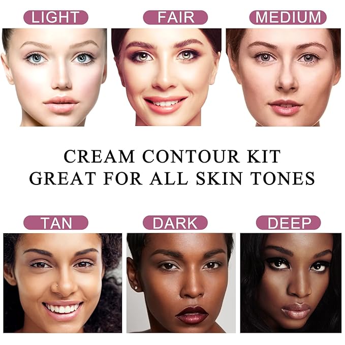 Youngfocus Cosmetics Cream Contour Best 8 Colors Contouring Foundation - Highlighting Makeup Kit/Concealer Palette - Vegan, Cruelty Free and Hypoallergenic - Instruction Manual（Face Blushes）