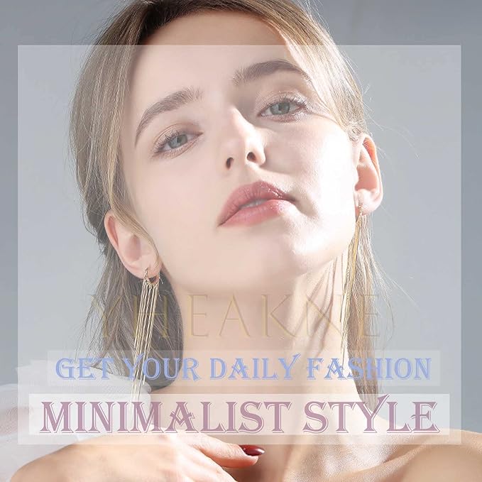 Boho Star Ear Jacket Earrings Gold Thin Bar Tassel Earrings Long Drop Chain Earrings Two Way Double Sided Earrings Jewelry for Women and Girls