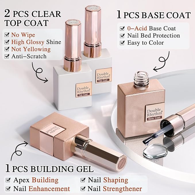 Double Rhythm 28Pcs 0.5Oz Gel Nail Polish Set Same Color Same Bottle Soak Off Gel Polish Kit Nail Art Manicure Salon DIY at Home for Women (Nude Pink Collection-T24-3)