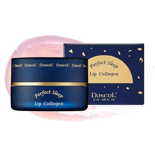 Perfect Sleep Lip Collagen 0.52fl.oz/15ml, Hydrolyzed Collagen+Rice Protein, Willow Bark Extract & Peptide to Nourish, Moisturize & Exfoliate the lips, Sleep-Beauty, Korean Overnight Lip Mask
